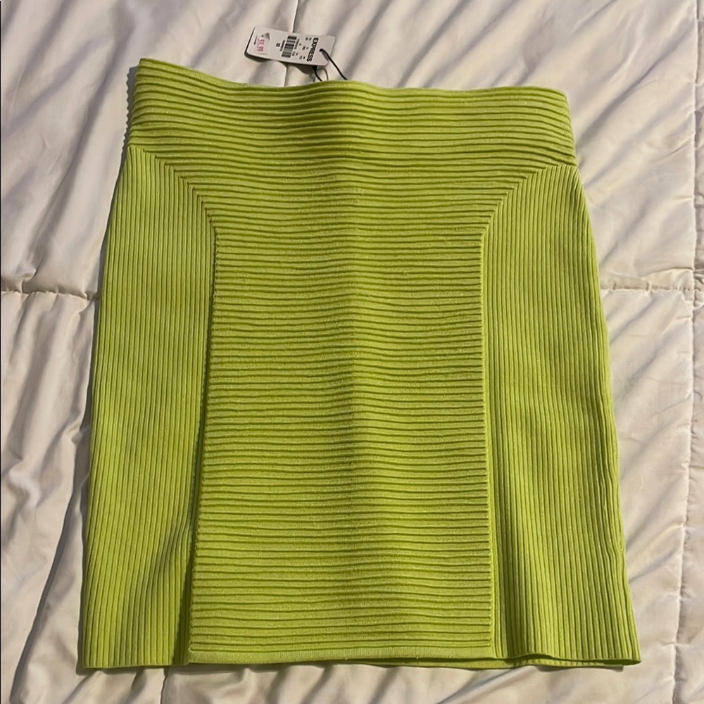 Express Green Mini Ribbed Pencil Skirt Casual
